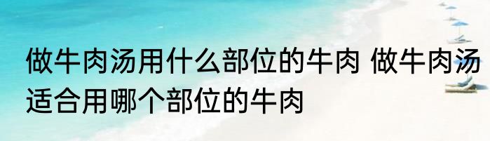 做牛肉汤用什么部位的牛肉 做牛肉汤适合用哪个部位的牛肉