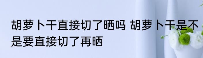 胡萝卜干直接切了晒吗 胡萝卜干是不是要直接切了再晒