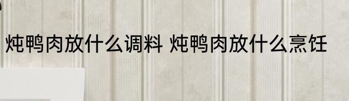 炖鸭肉放什么调料 炖鸭肉放什么烹饪