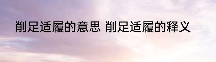 削足适履的意思 削足适履的释义