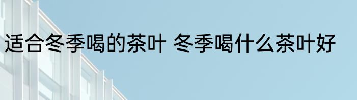 适合冬季喝的茶叶 冬季喝什么茶叶好