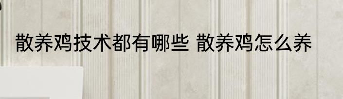 散养鸡技术都有哪些 散养鸡怎么养