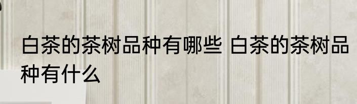 白茶的茶树品种有哪些 白茶的茶树品种有什么