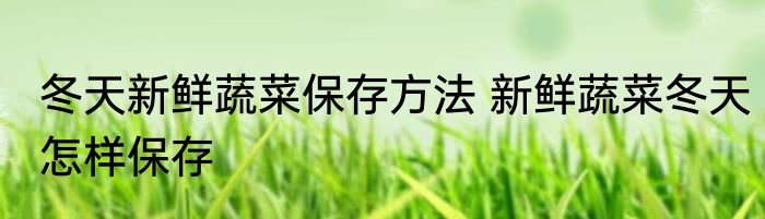 冬天新鲜蔬菜保存方法 新鲜蔬菜冬天怎样保存