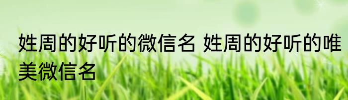 姓周的好听的微信名 姓周的好听的唯美微信名