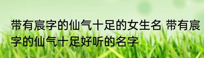 带有宸字的仙气十足的女生名 带有宸字的仙气十足好听的名字