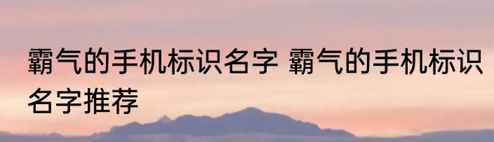 霸气的手机标识名字 霸气的手机标识名字推荐