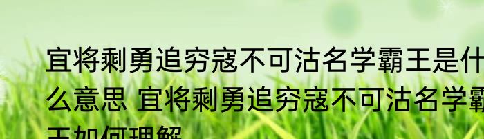 宜将剩勇追穷寇不可沽名学霸王是什么意思 宜将剩勇追穷寇不可沽名学霸王如何理解