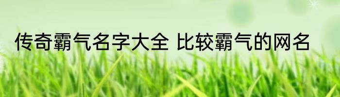 传奇霸气名字大全 比较霸气的网名