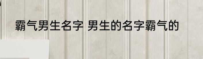 霸气男生名字 男生的名字霸气的