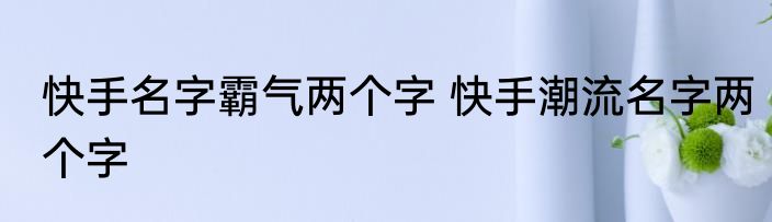 快手名字霸气两个字 快手潮流名字两个字