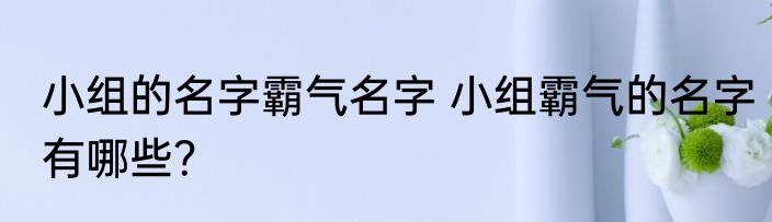 小组的名字霸气名字 小组霸气的名字有哪些？