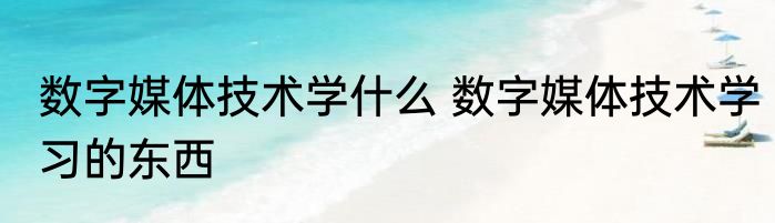 数字媒体技术学什么 数字媒体技术学习的东西