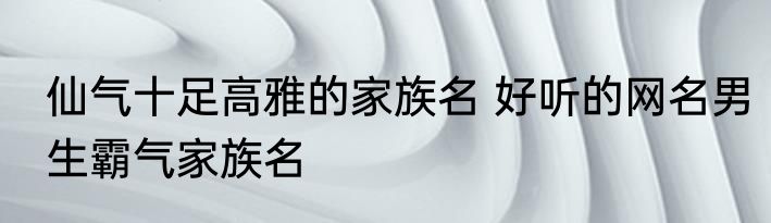 仙气十足高雅的家族名 好听的网名男生霸气家族名