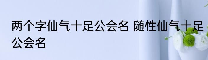 两个字仙气十足公会名 随性仙气十足公会名