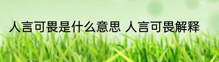 人言可畏是什么意思 人言可畏解释