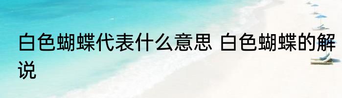 白色蝴蝶代表什么意思 白色蝴蝶的解说