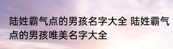 陆姓霸气点的男孩名字大全 陆姓霸气点的男孩唯美名字大全
