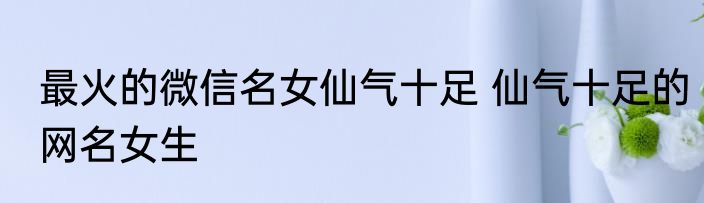 最火的微信名女仙气十足 仙气十足的网名女生