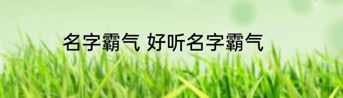 名字霸气 好听名字霸气