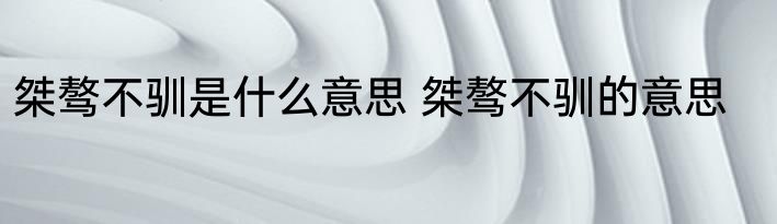 桀骜不驯是什么意思 桀骜不驯的意思