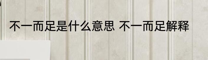 不一而足是什么意思 不一而足解释