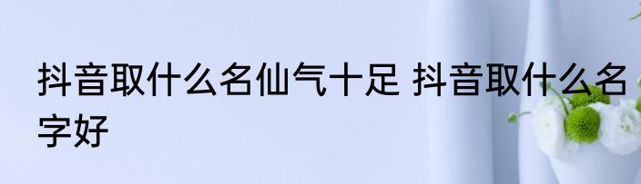 抖音取什么名仙气十足 抖音取什么名字好