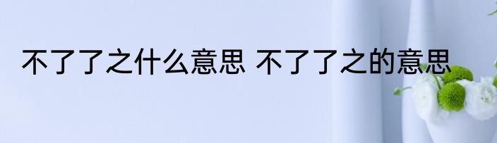 不了了之什么意思 不了了之的意思