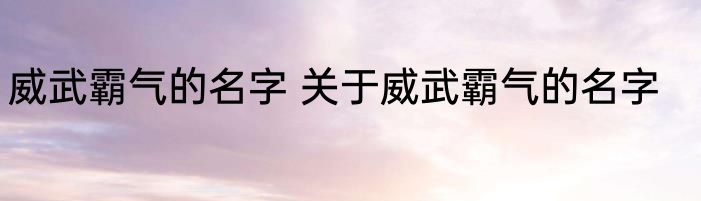 威武霸气的名字 关于威武霸气的名字