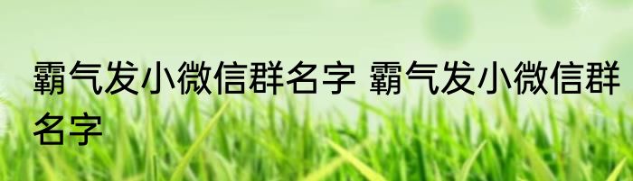 霸气发小微信群名字 霸气发小微信群名字