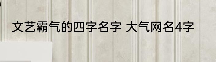 文艺霸气的四字名字 大气网名4字