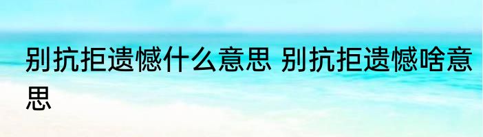 别抗拒遗憾什么意思 别抗拒遗憾啥意思