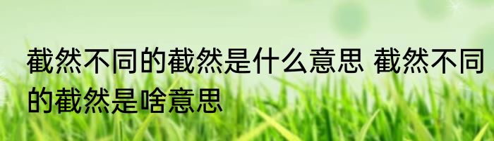 截然不同的截然是什么意思 截然不同的截然是啥意思