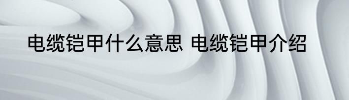 电缆铠甲什么意思 电缆铠甲介绍