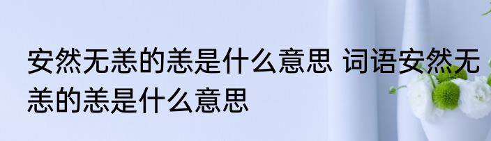 安然无恙的恙是什么意思 词语安然无恙的恙是什么意思