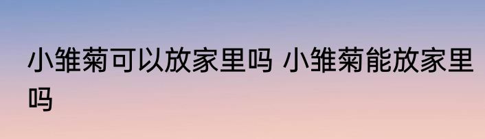 小雏菊可以放家里吗 小雏菊能放家里吗