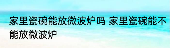 家里瓷碗能放微波炉吗 家里瓷碗能不能放微波炉