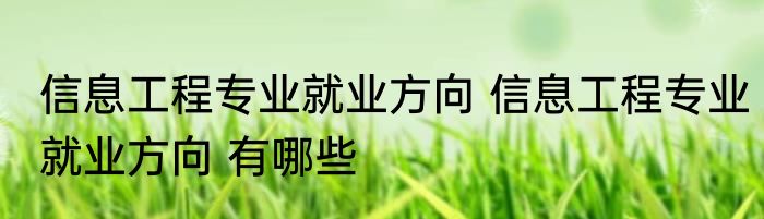 信息工程专业就业方向 信息工程专业就业方向 有哪些
