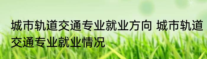 城市轨道交通专业就业方向 城市轨道交通专业就业情况