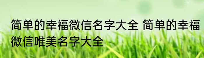 简单的幸福微信名字大全 简单的幸福微信唯美名字大全