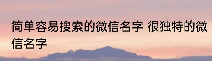 简单容易搜索的微信名字 很独特的微信名字