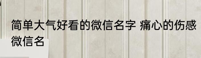 简单大气好看的微信名字 痛心的伤感微信名