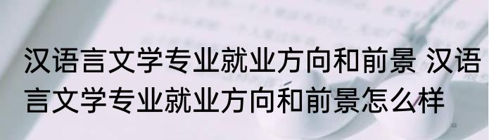 汉语言文学专业就业方向和前景 汉语言文学专业就业方向和前景怎么样