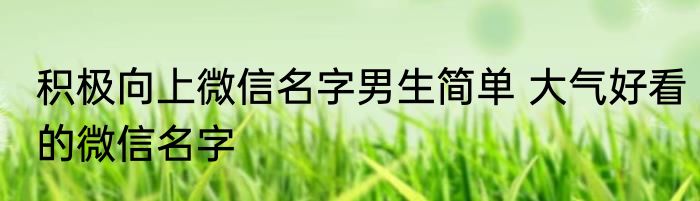 积极向上微信名字男生简单 大气好看的微信名字