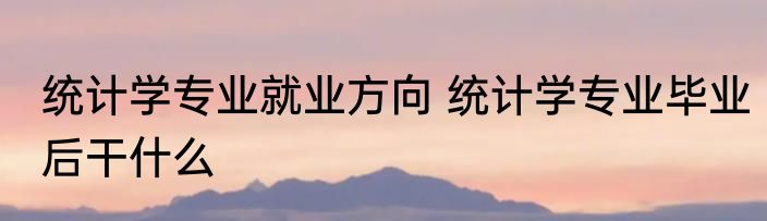 统计学专业就业方向 统计学专业毕业后干什么