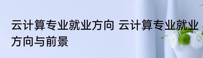 云计算专业就业方向 云计算专业就业方向与前景