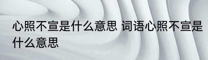 心照不宣是什么意思 词语心照不宣是什么意思
