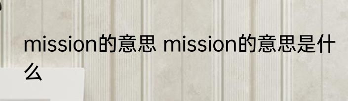 mission的意思 mission的意思是什么