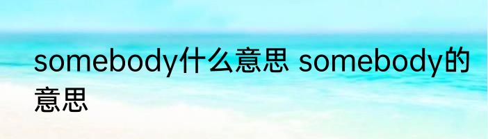 somebody什么意思 somebody的意思