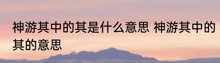 神游其中的其是什么意思 神游其中的其的意思